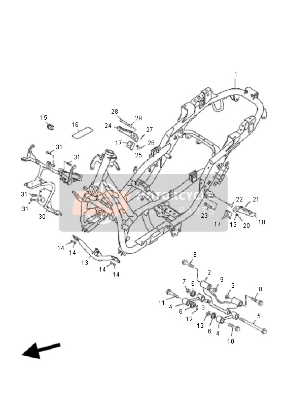 Yamaha YP250R X-MAX 2010 Frame for a 2010 Yamaha YP250R X-MAX